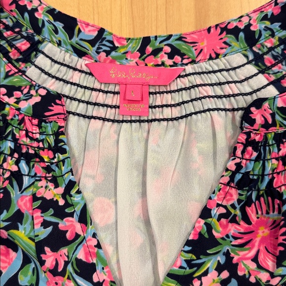 Women’s Lilly Pulitzer Lucee Floral Print Long Sleeve Dress Navy Garden, Large - Picture 12 of 16